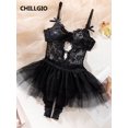 thumbnail image 3 of CHILLGIO Body de mujer con espalda abierta, mono de una pieza con encaje, pijama sexy, catsuit transparente, lencería erótica, 3 of 4