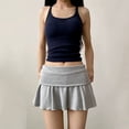 thumbnail image 2 of Aihuaihua Fold Over Shorts Skirt Low Waist Pleated Skirts Strechy Elastic Waisted Cute Shorts for Women Girl Y2k Grey S, 2 of 7