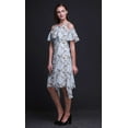 thumbnail image 2 of Bimba Bird Printed Womenâ€™s Cold Shoulder Tunic Party Round Neck Shift Dress-Medium, 2 of 6