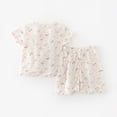 thumbnail image 2 of KPOPLK Toddler Baby Girl Summer Clothes Knit Cotton Cute Summer Outfits Short Sleeves 2 Pieces Shorts Set 12M - 5T(12-18 Months,Pink), 2 of 4