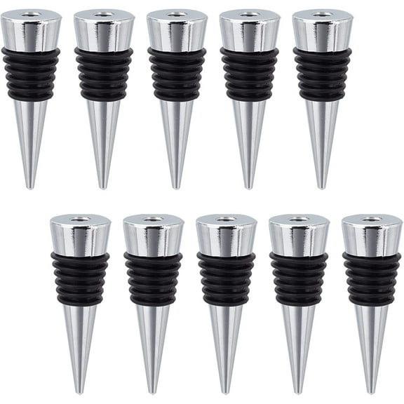 10 Pack Wine Bottle Stopper, Stainless Steel Wine and Beverage Bottle Stoppers, Reusable Wine Saver Corks Bottle Stoppers Hardware for Wedding Wine Party Bar Turning Storage Crafts