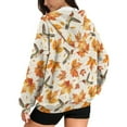 thumbnail image 5 of SCRAWLGOD Hummingbird Maple Leaf Women Hooded Zip Up Sweaters for Women Oversized Hoodie with Pockets Zipup Hoodie Women Fall Leisure Hoodie Sweatshirt for Women Thanksgiving Size XL, 5 of 7