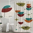 thumbnail image 5 of Wine Red Boho Shower Curtain, Waterproof Shower Curtains for Bathroom, Orange Geometric Bohemian Color Block Washable Fabric Bathtub Curtain Set Bath Decor with 12 Hooks Standard 72"x72", 5 of 8