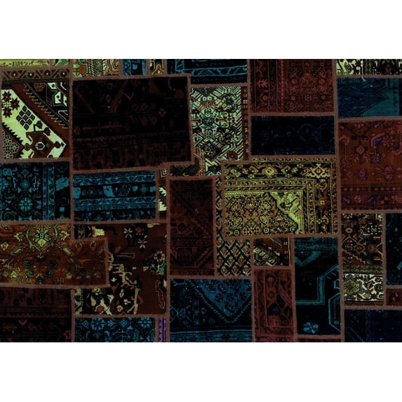 Ahgly Company Indoor Rectangle Abstract Light Blue Modern Area Rugs, 8' x 10'