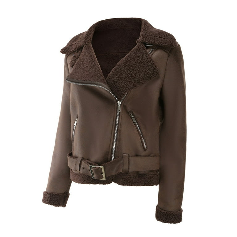 Usmixi Weekly Deals Winter Faux Leather Jacket for Women Usmixi Weekly Deals Winter Faux Leather Jacket for Women