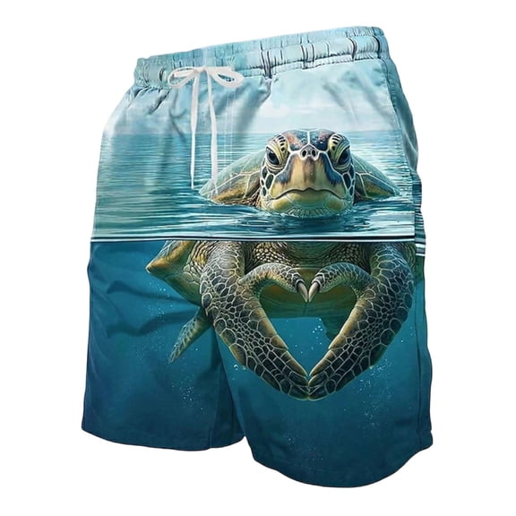 XFeng Men's 2 in 1 Swim Trunks, Print Board Shorts with Compression Liner, Quick Dry Beach Swim Shorts with Pockets