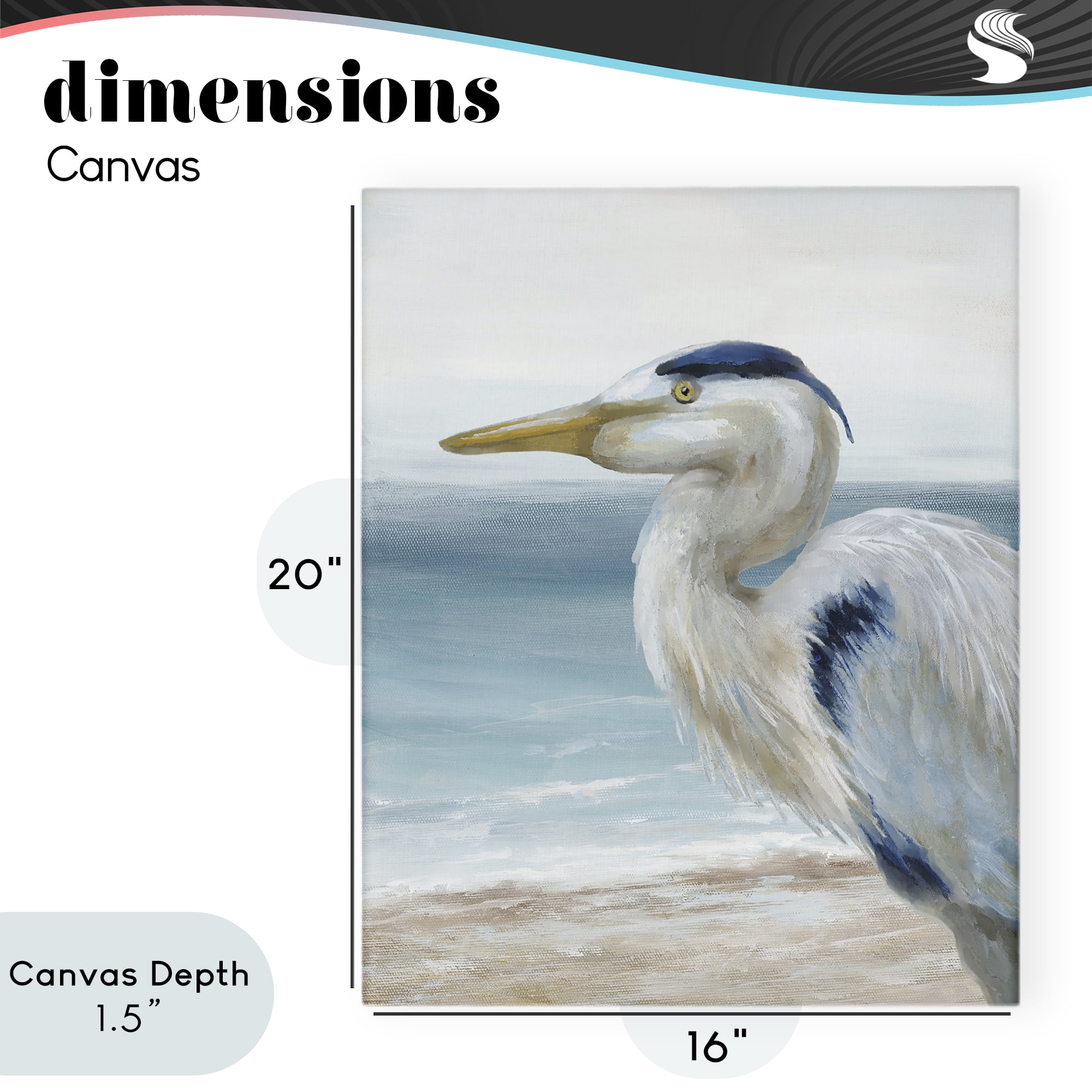 Stupell Industries Left Gazing Heron Canvas Wall Art, design by Nan