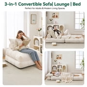 BEHOST 86 Large Futon Sofa Bed for Adults, 3-in-1 Convertible Folding Chair Bed Sleeper Chair, Beige