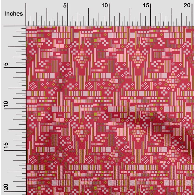oneOone Cotton Poplin Fabric Stripe & Square Geometric Print Fabric By The Yard 42 Inch Wide