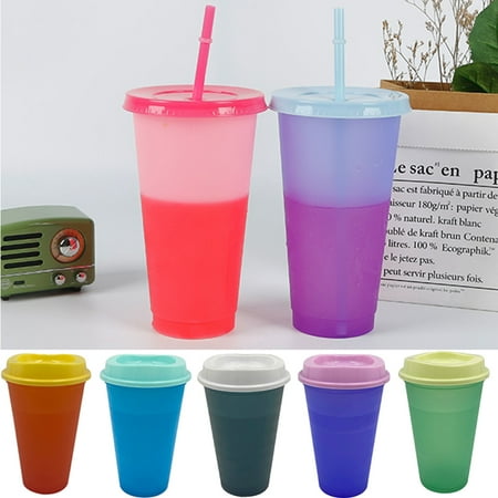 

Travelwant 500ml Hot Color Changing Cups Travel Tumbler with Straw and Lid BPA Free Plastic Acrylic Cup Reusable Daily Water Tumblers Portable Party Coffee Tea Cup Magic Pastel Cup