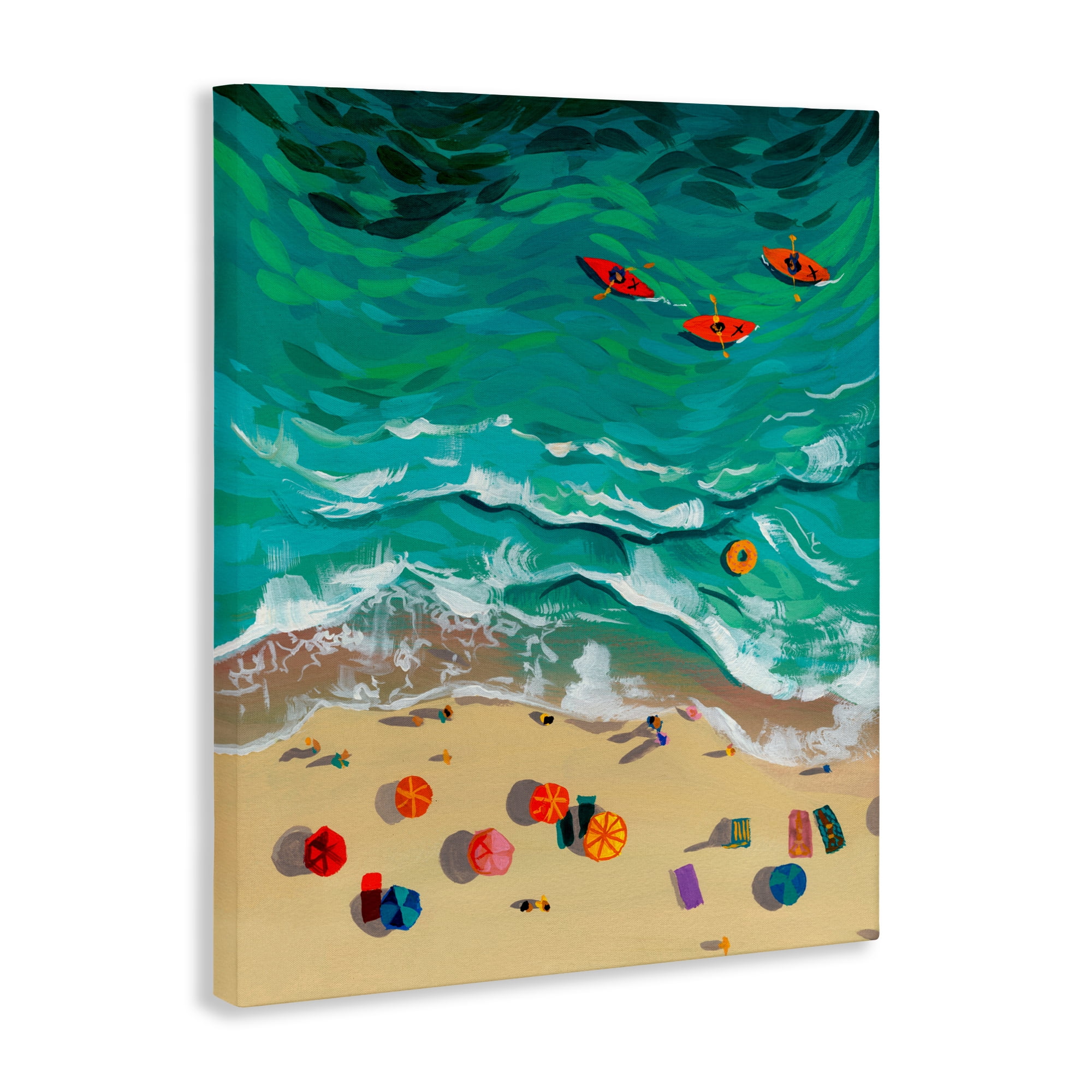 Stupell Industries Three Kayaks in Turquoise Waves Canvas Wall Art, design by Brook Page