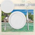thumbnail image 3 of Ambesonne Tropical Place Mats Set of 4, Scenery of Island Tree, Standard Size, Blue and Fern Green, 3 of 6