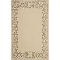 SAFAVIEH Courtyard Catherine Geometric Indoor/Outdoor Area Rug, Cream/Light Chocolate, 2' x 3'7"