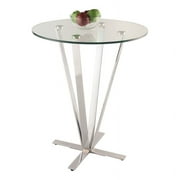 Milan Ithaca 29.9" Round Steel and Glass Counter Table in Clear
