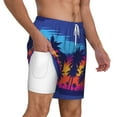 thumbnail image 3 of Goofa Beach with Palm Trees Printed Men's Swim Trunks Board Shorts Quick Dry Mens Swimming Trunks with Compression Liner,Breathable Fit Hawaii Beach Shorts-X-Large, 3 of 9