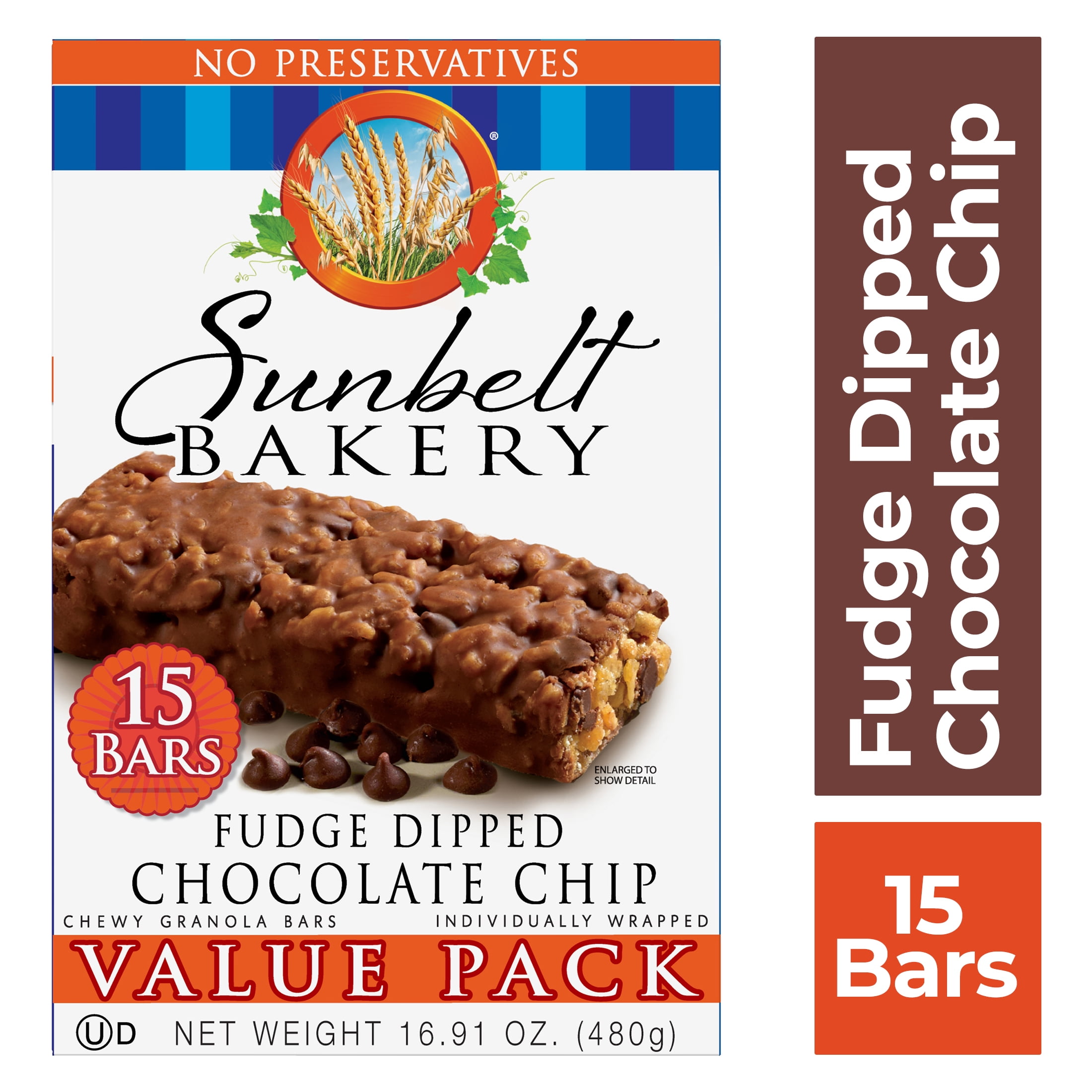 Sunbelt Bakery Chewy Granola Bars, Fudge Dipped Chocolate Chip, 15 Ct Value Pack, 16.91 Oz