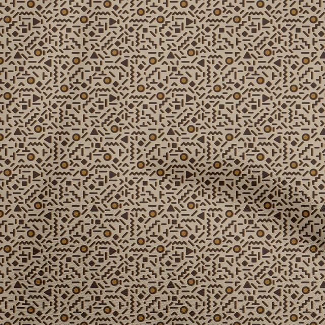 oneOone Velvet Brown Fabric Geometric Sewing Material Print Fabric By The Yard 58 Inch Wide