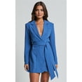 thumbnail image 4 of Conjunto de Blazer con Cinturón para Mujer, Gabardina Formal de Trabajo, Vestido Blazer Cruzado de Larga con Cinturón Azul Real S, 4 of 9