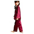 thumbnail image 2 of Balems Children Long Sleeve Silk Top and Pants Suit Solid Color Soft Sleepwear Set, 2 of 5