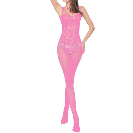 

Tangnade Lingerie Seduction For Women Fashion Lace Sleepwear Lingerie Temptation Babydoll Jumpsuit Pink Free size