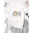thumbnail image 2 of Camiseta deportiva informal y sencilla de manga corta con cuello redondo y estampado de serpiente creativa (inglés 2025), cómoda para mujer, ideal para vacaciones de verano., 2 of 7