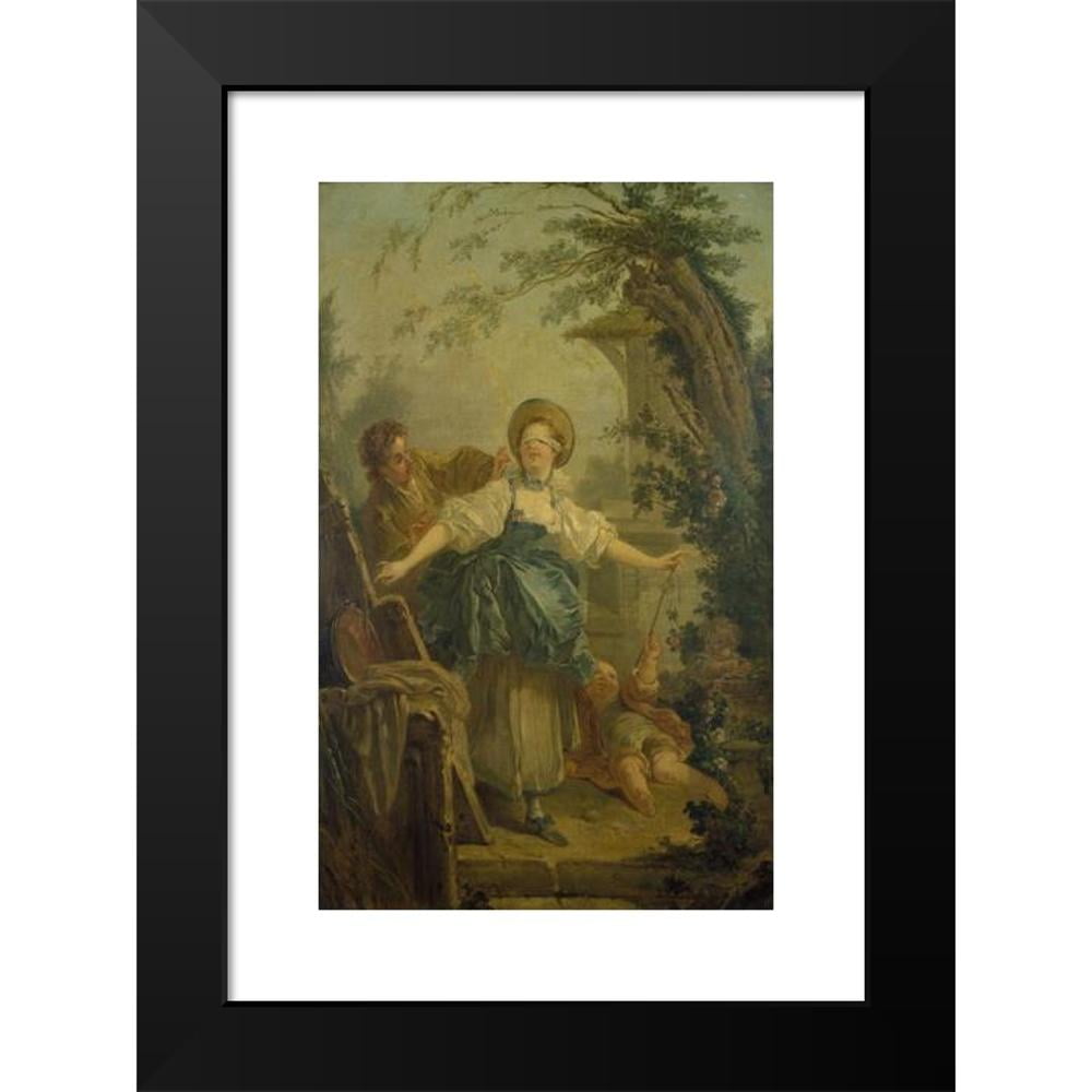 Jean-Honoré Fragonard 13x18 Black Modern Framed Museum Art Print Titled - The Colin-Maillard