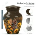 thumbnail image 2 of MUKTIVE Sparrow keepsake Urns for Adult Female & Male, Brown Memorial Urns for Human Ashes Remains, Sunflower Burial Urn for Adult Women Cremation, Mini Ash Holder, 3 Inch, 2 of 7