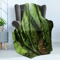 thumbnail image 4 of Forest Soft Flannel Fleece Throw Blanket, Entrance to Deep Dark Evergreen Jungle Surreal Extreme Vivid Plants Jungle, Cozy Plush for Indoor and Outdoor Use, 50" x 70", Green Brown, by Ambesonne, 4 of 5