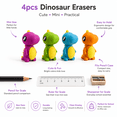 thumbnail image 5 of Under 1$ Erasers, 4Pcs Cute Soft Sliding Pencil Eraser Retractable Dinosaur-Shaped Erasers in Assorted Colors, Office Supplies, 5 of 6