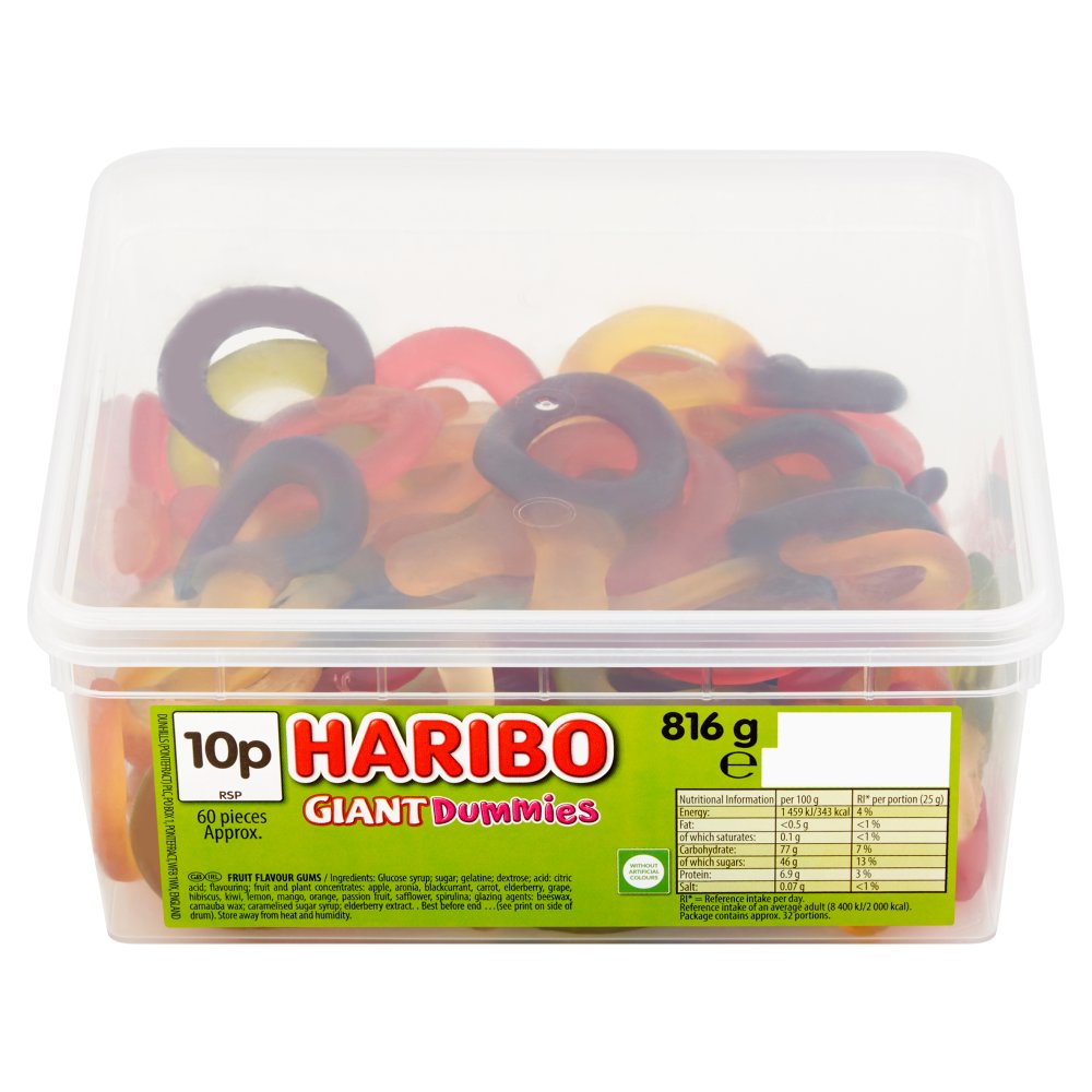 Haribo Giant Suckers DUMMIES Gummy Sweets 816 G TUB
