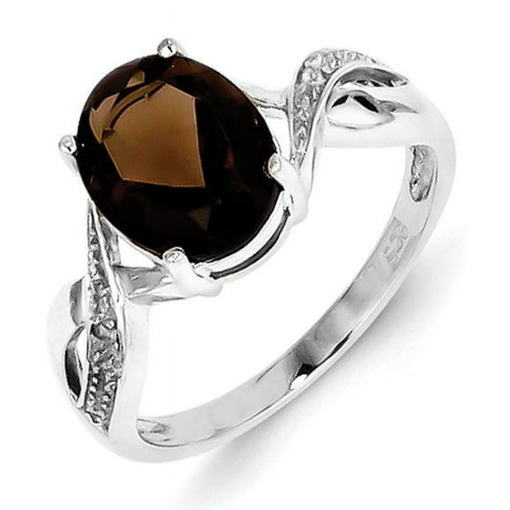 Primal Silver Sterling Silver Rhodium-plated Smoky Quartz and Diamond Ring