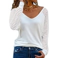 thumbnail image 1 of Uds. Top de manga larga de retazos para mujer, blanco, 1 of 8