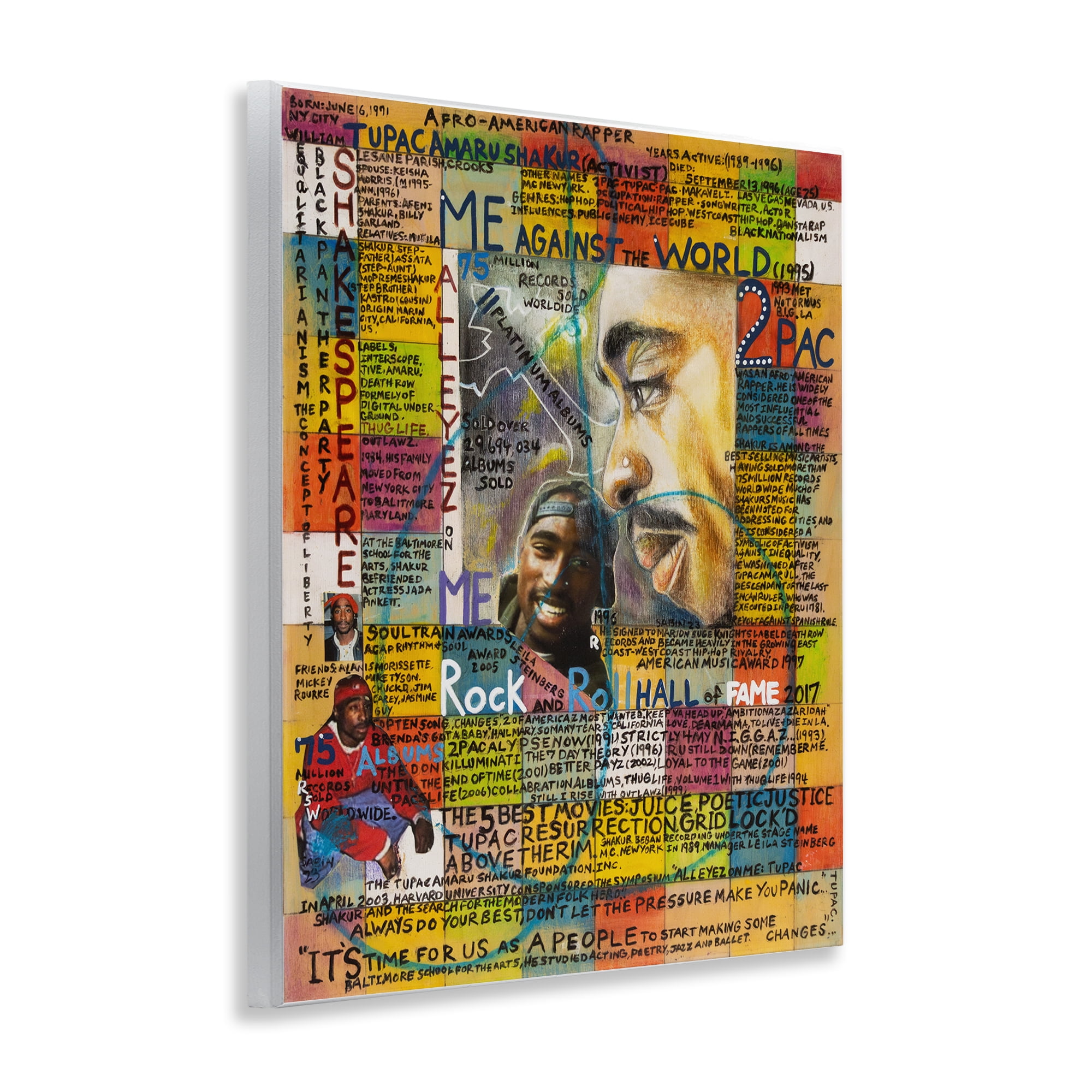 Stupell Industries Tupac Musician Collage People Drawing Unframed Art Print Wall Art, 11 x 14