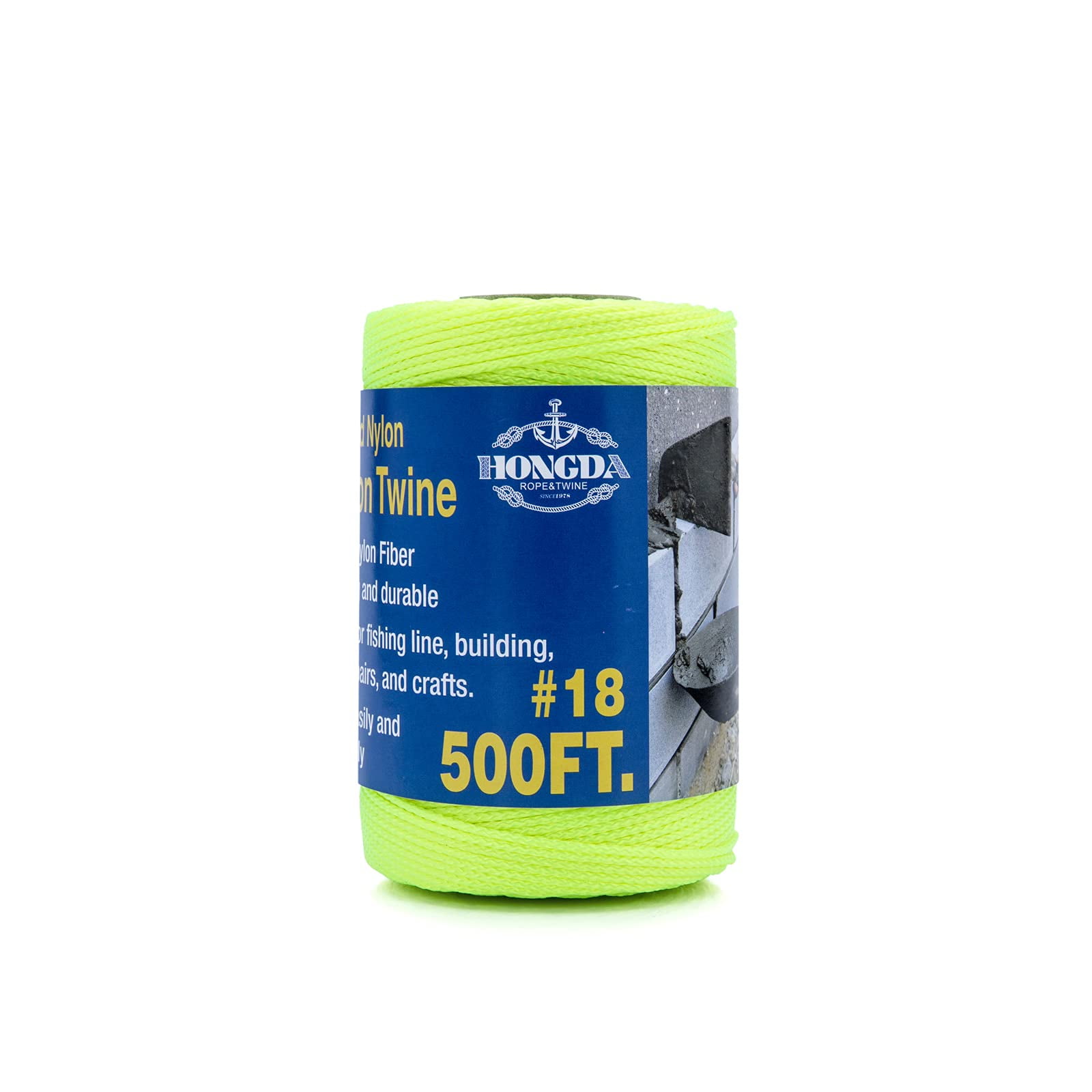 HONGDA Nylon Twine, 500 Feet 18 Braided Nylon Mason line String Perfect for Masonry Jobs and