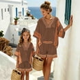 thumbnail image 4 of WERYOUNG Girls Bohemian Summer Outfits V Neck Half Sleeve Striped Tops Elastic Waist Shorts With Striped Headband Kids Beach Vacation Sets Versatile Clothing Sets 3-4 Years, 4 of 5