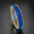 thumbnail image 2 of Sterling silver baguette cut lab created blue sapphire eternity ring, 2 of 5