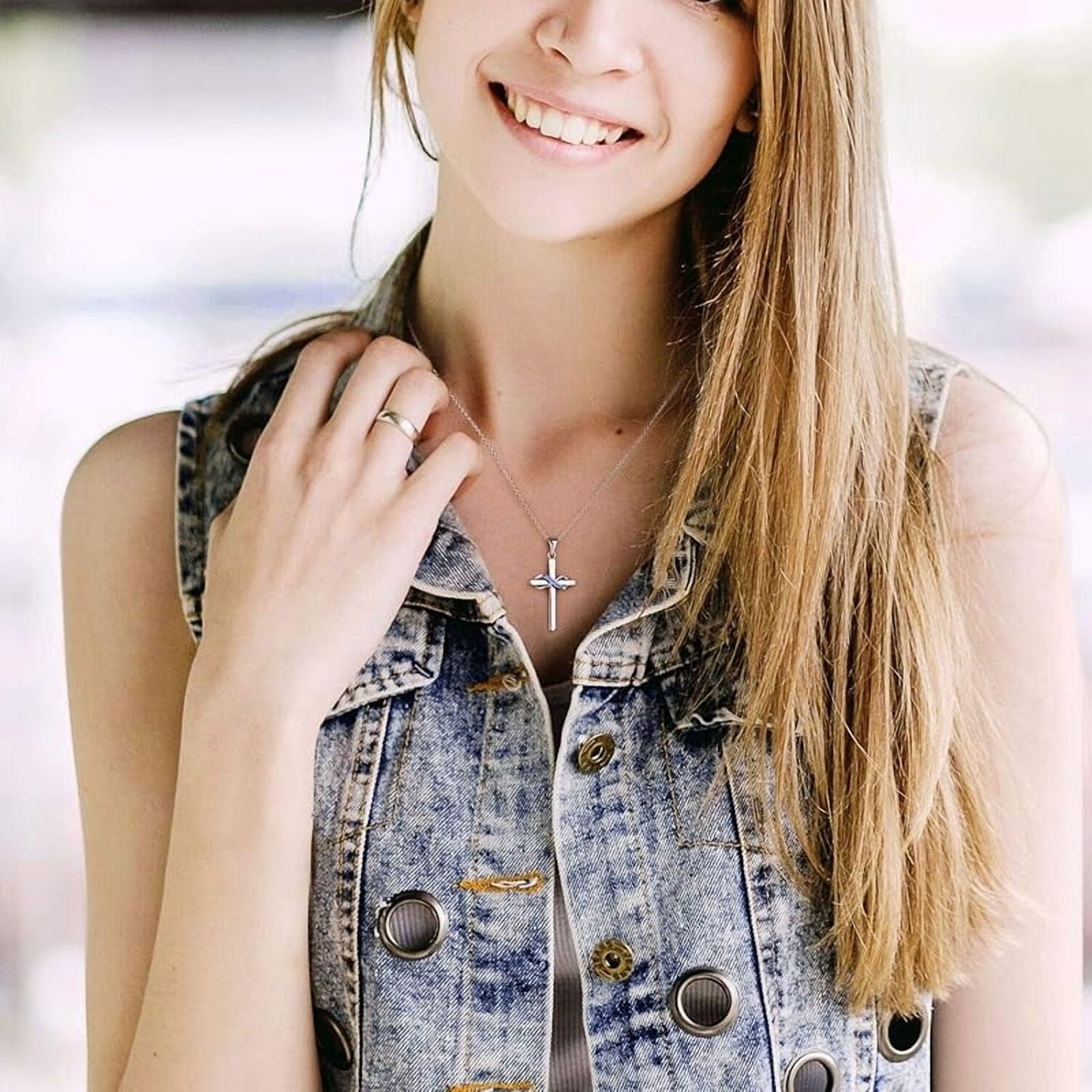925 Sterling Silver Cross Necklace for Women Infinity Necklace 14K Rose Gold Plated Necklaces for Easter or Mother's Day
