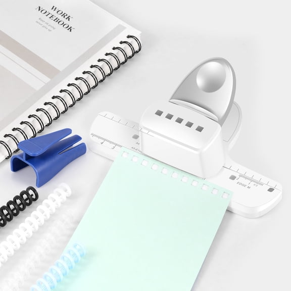 5 Hole Binding Machine for Planners Manual Paper Puncher System with 10 Colorful Binding Spines for Home Office