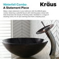 thumbnail image 6 of KRAUS Copper Brown Glass Bathroom Vessel Sink and Waterfall Faucet Combo Set with Matching Disk and Pop-Up Drain, Chrome Finish, 6 of 8