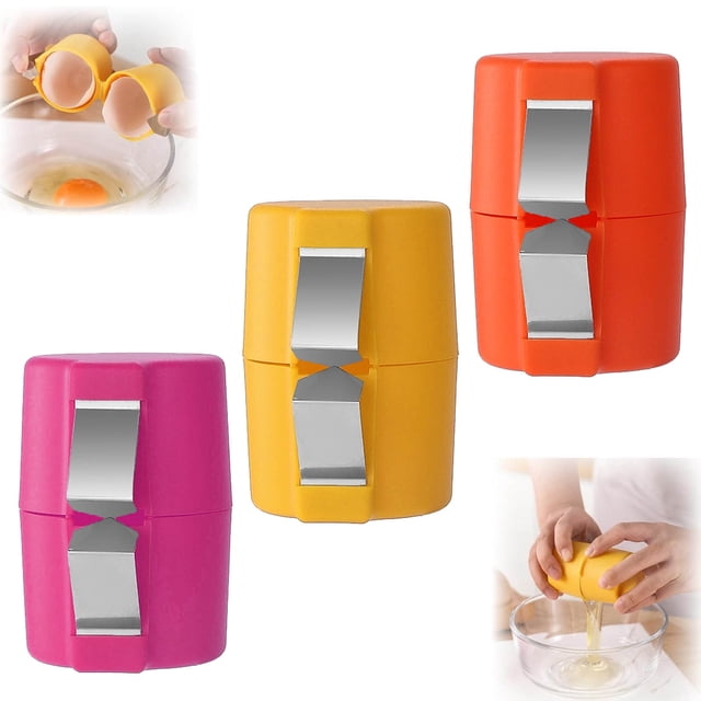 Daiosportswear - Abridor de cáscaras de huevo (3 piezas), pelador de huevos, de acero inoxidable, cortador de cáscaras, cascanueces para huevos crudos, utensilio de cocina