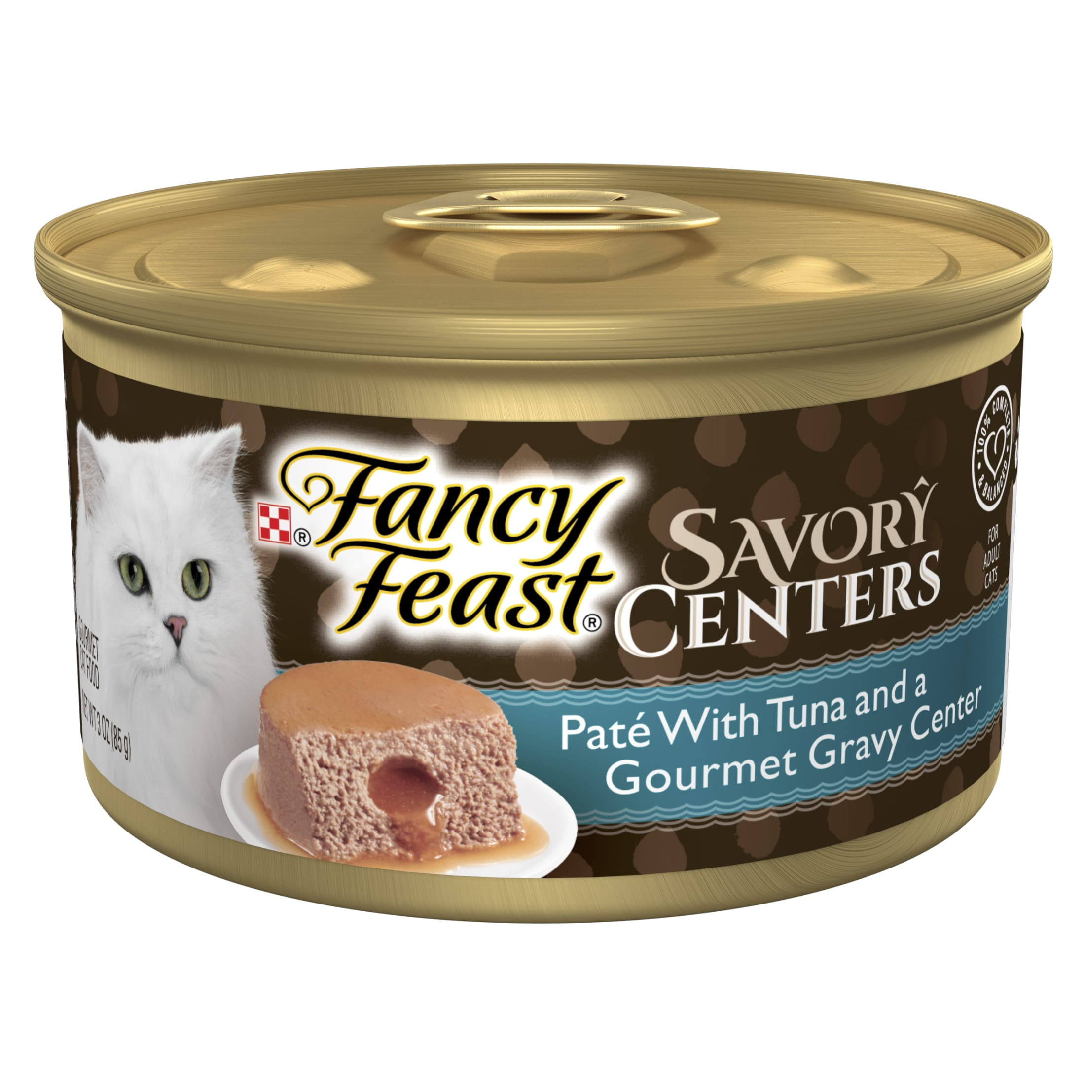 (24 pack) Purina Fancy Feast Savory Centers Pate Adult Wet Cat Food with Tuna and a Gravy Center, 3 oz Can