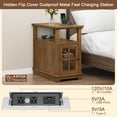 thumbnail image 4 of FAGAGA End Tables with Charging Station for Living Room,Wooden Nightstand with Storage for Bedroom,Light Brown, 4 of 11