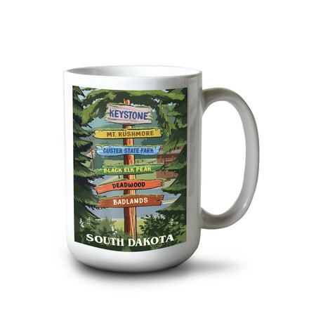 

15 fl oz Ceramic Mug Keystone South Dakota Destination Signpost Dishwasher & Microwave Safe