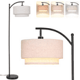 thumbnail image 2 of SUNMORY Arc Floor Lamp, Modern Corner Standing Lamp with Unique Hanging Douoble Drum Lampshade for Living Room, Bedroom, Study Room, 2 of 13