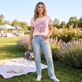 thumbnail image 3 of Domzest Women Breast Cancer Awareness Tie Dye T Shirt Short Sleeve Round Neck Casual Graphic Tee Pink Ribbon Support Survivor Gift Summer Top Light pink S, 3 of 6