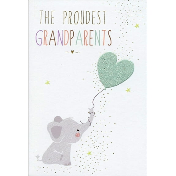Pictura Elephant And Heart Sara Miller New Grandparents Baby Congratulations Card
