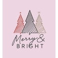 thumbnail image 4 of Merry & Bright Christmas Tree Line Art Women's Pink Crew Neck Short Sleeve Crop Tee-Medium, 4 of 4