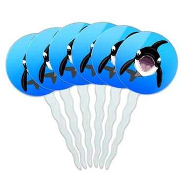 Orca Killer Whale Cupcake Picks Toppers - Set of 6