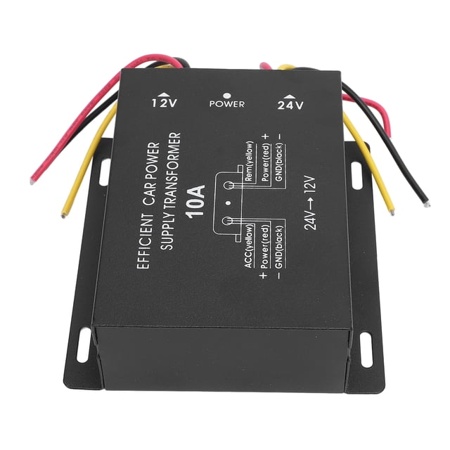 Car Voltage Regulator Reducer, 24V To 12V DC Voltage Converter Over Temperature Guard Metal Shell Memory Function Stable Power Output Wear Resistant for Buses 10A 120W,15A