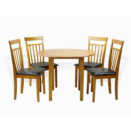 Maple Dining Table And Chairs - SK New Interiors Dining Kitchen Set of 5 Piece Round Table and 4 Classic Solid Wood Warm Chairs, Maple